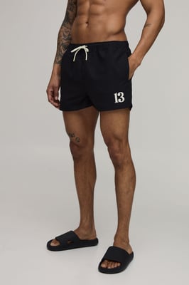 Embroidered Stripe Super Short Swim Short