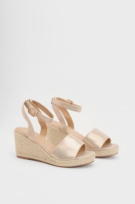 Rebekah Metallic Textile Peep Toe Espadrille Wedge Sandals