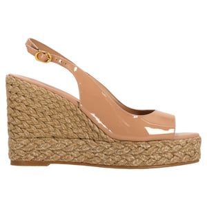 Stuart Weitzman Island Slingback Espadrille Sandals In Beige Patent Leather