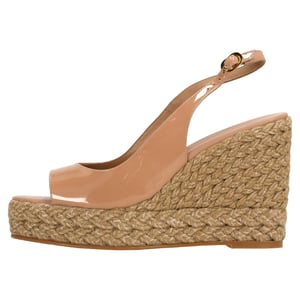 Stuart Weitzman Island Slingback Espadrille Sandals In Beige Patent Leather