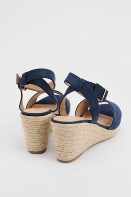 Wide Fit Rebekah Faux Suede Peep Toe Espadrille Wedge Sandals