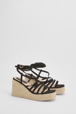 Faith: Sandy Faux Suede Strappy Open Toe Espadrille Wedge Sandals