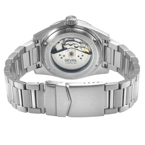 Gevril Men's Atlantic Avenue 316L Stainless Steel Case, Black Ceramic Bezel, Black Embossed Dial, 316L Stainless Steel Bracelet.