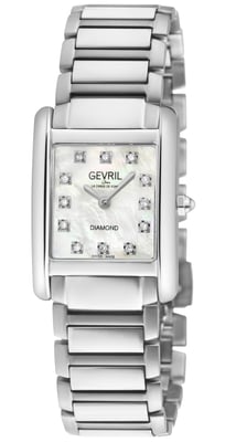 Gevril Women's Regina Swiss Diamond Watch, White MOP Dial, 316L SS Case, 316L Stainless Steel Bracelet.