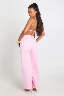 Mid Waist Twisted Seam Barrel Leg Jean
