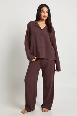 Muslin Long Sleeve Shirt & Trouser Pyjama Set