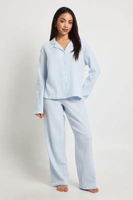 Muslin Long Sleeve Shirt & Trouser Pyjama Set