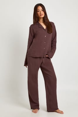 Tall Muslin Long Sleeve Shirt & Trouser Pyjama Set