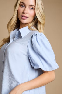 Puff Sleeve Collared Shirt
