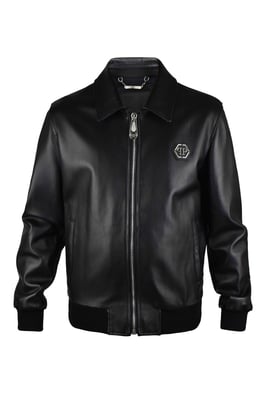 Philipp Plein Leren jas Zwart
