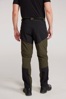 Men's Trekking Convertible Trouser Water Resistant Stretchy Hiking Zip Off Pants Green