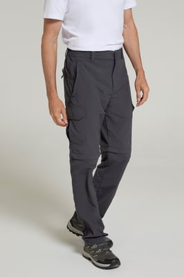 'Explore' Men's Convertible Trousers Quick Drying Fade Resistant Zip Off Pants Grey