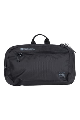 RFID Travel Bum Bag Unisex Lightweight Adjustable Belt Lockable Zip Crossbody Black