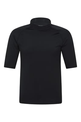 Men's UV Rash Vest Sun Protection Quick Drying Swimwear Stretchy Beach Surf Top Black