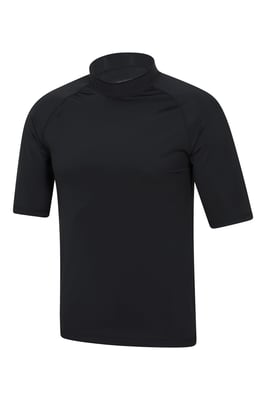 Men's UV Rash Vest Sun Protection Quick Drying Swimwear Stretchy Beach Surf Top Black