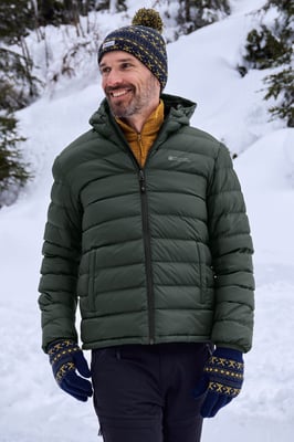 'Seasons' Men's Padded Jacket with Side Pockets Fur Lined Water Resistant Coat Green