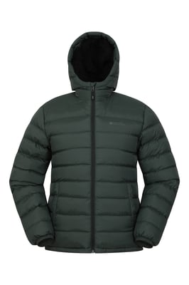 'Seasons' Men's Padded Jacket with Side Pockets Fur Lined Water Resistant Coat Green