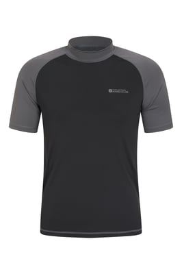 Men's Rash Vest Sun Protection Quick Dry Stretchy Swimwear - Pack of 2 Dark Grey