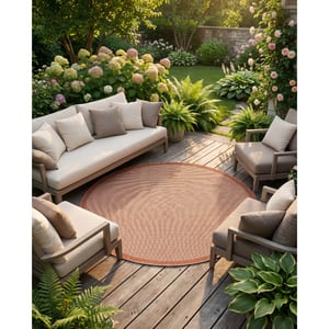 Muratap Buitenkleed brussels rond uni effen kader terra- 120 cm rond