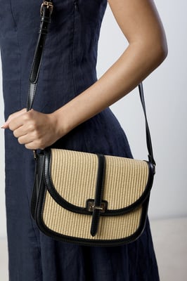Amira Raffia Cross Body with Flap Bag