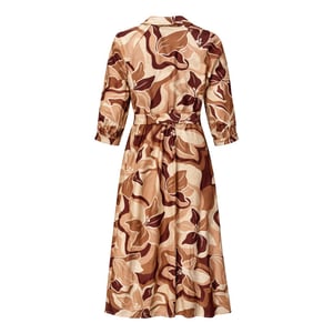 Smashed Lemon Midi jurk met bloemenprint in bruin en beige en ceintuur |