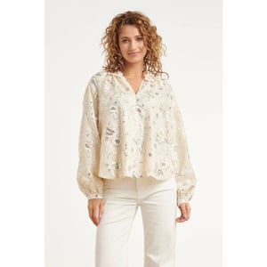Smashed Lemon Champagnekleurige blouse met pailletten en ruffles |