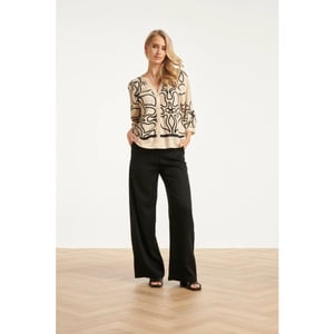 Smashed Lemon Soepel dames pantalon met wijde pijpen |