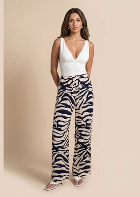 Zebra Trouser Navy Pattern