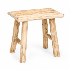 WDMT Houten krukje 34x23x31 cm – natuurhout bijzettafel – compact krukje –
