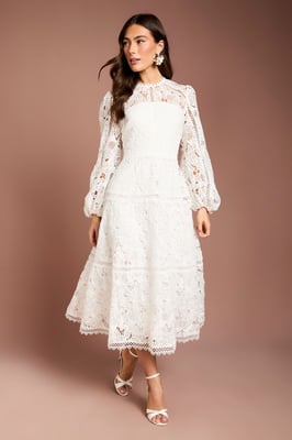 Lace Panelled Long Sleeve Dress