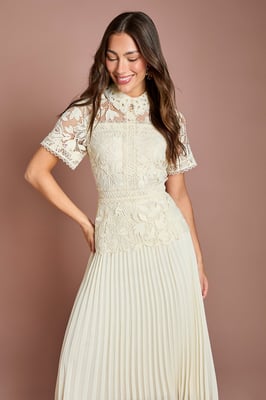 Lace Top Pleated Dress