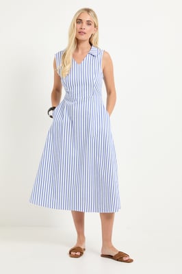 Petite Stripe Tie Waist Midi Dress