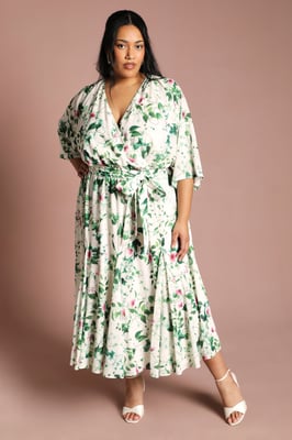 Plus Wrap Midi Dress With Floral Print