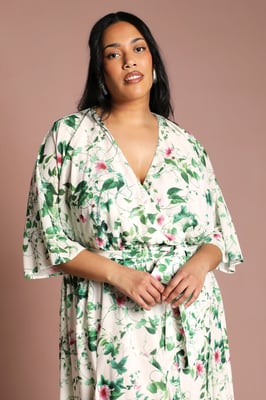 Plus Wrap Midi Dress With Floral Print