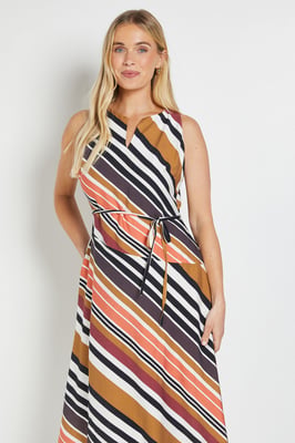 Petite Stripe Asymmetric Midi Dress
