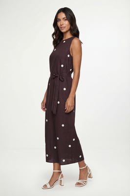 Polka Dot Belted Maxi Dress