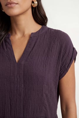 Cheesecloth Collarless Maxi Dress