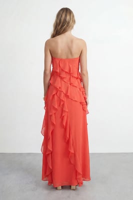 Bandeau Layered Ruffle Maxi Dress