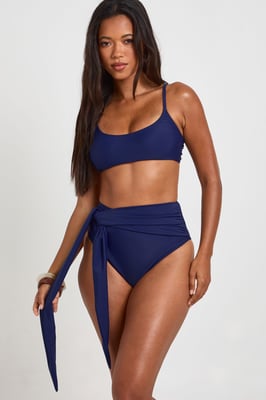 Tummy Control Wrap Detail High Waist Bikini Bottom