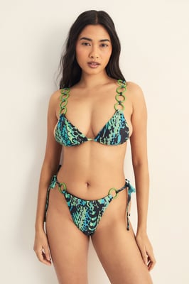 Snake Ring Triangle Tie Side Bikini Set