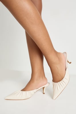 Ruched Detail Mid Hight Closed Front Mules