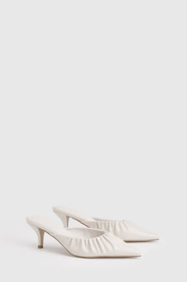 Ruched Detail Mid Hight Closed Front Mules