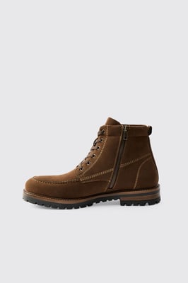 Faux Suede Contrast Stitching Lace Up Boot