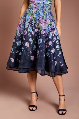 Organza Floral Midi Skirt