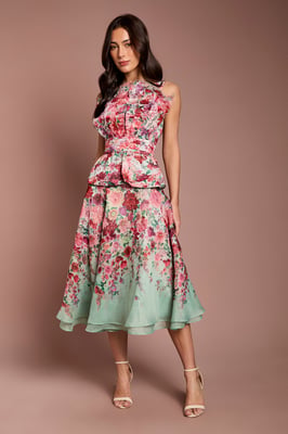 Organza Floral Midi Skirt