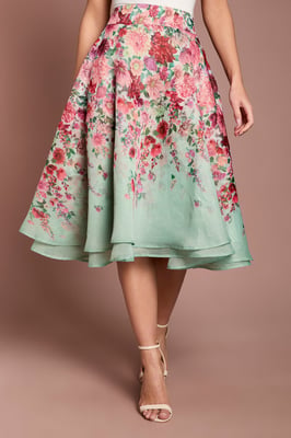Organza Floral Midi Skirt