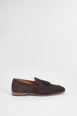 Chocolate Suede Tassel Penny Loafer