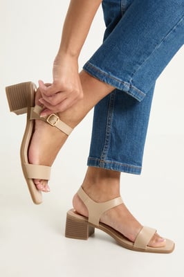 Good For The Sole: Avani Comfort Low Block Heel Faux Leather Ankle Strap Sandals