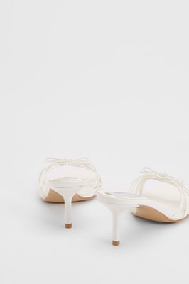 Karla Faux Leather Bow Detail Medium Stiletto Heel Mules