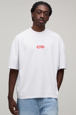 White Oversized Boxy England Print T-Shirt
